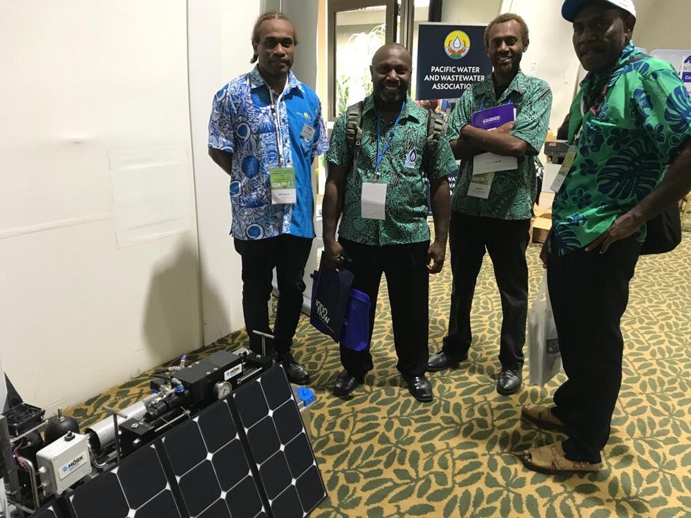 Moerk Water welcomed Mr Erickson Sammy (2nd from left) Director of Department of Water Resources, Vanuatu and his colleagues. Robert Iromalefo, Masters student at Curtin University and intern at Moerk Water, presented the Portable Unit.